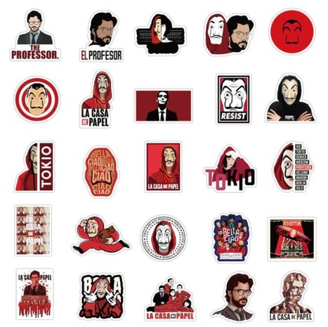 La Casa de Papel sticker set (50 stuks) - Filmspullen.nl