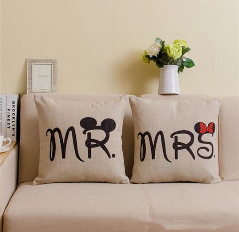 Mr & Mrs Mickey en Minnie Mouse kussenhoezen - Filmspullen